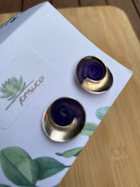 Spiral silver studs Purple