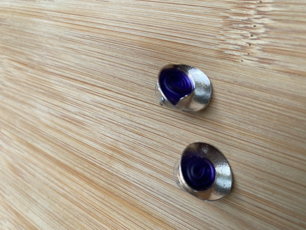 Spiral silver studs Purple