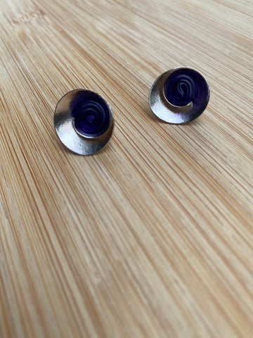 Spiral silver studs Purple