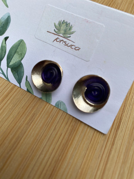 Spiral silver studs Purple