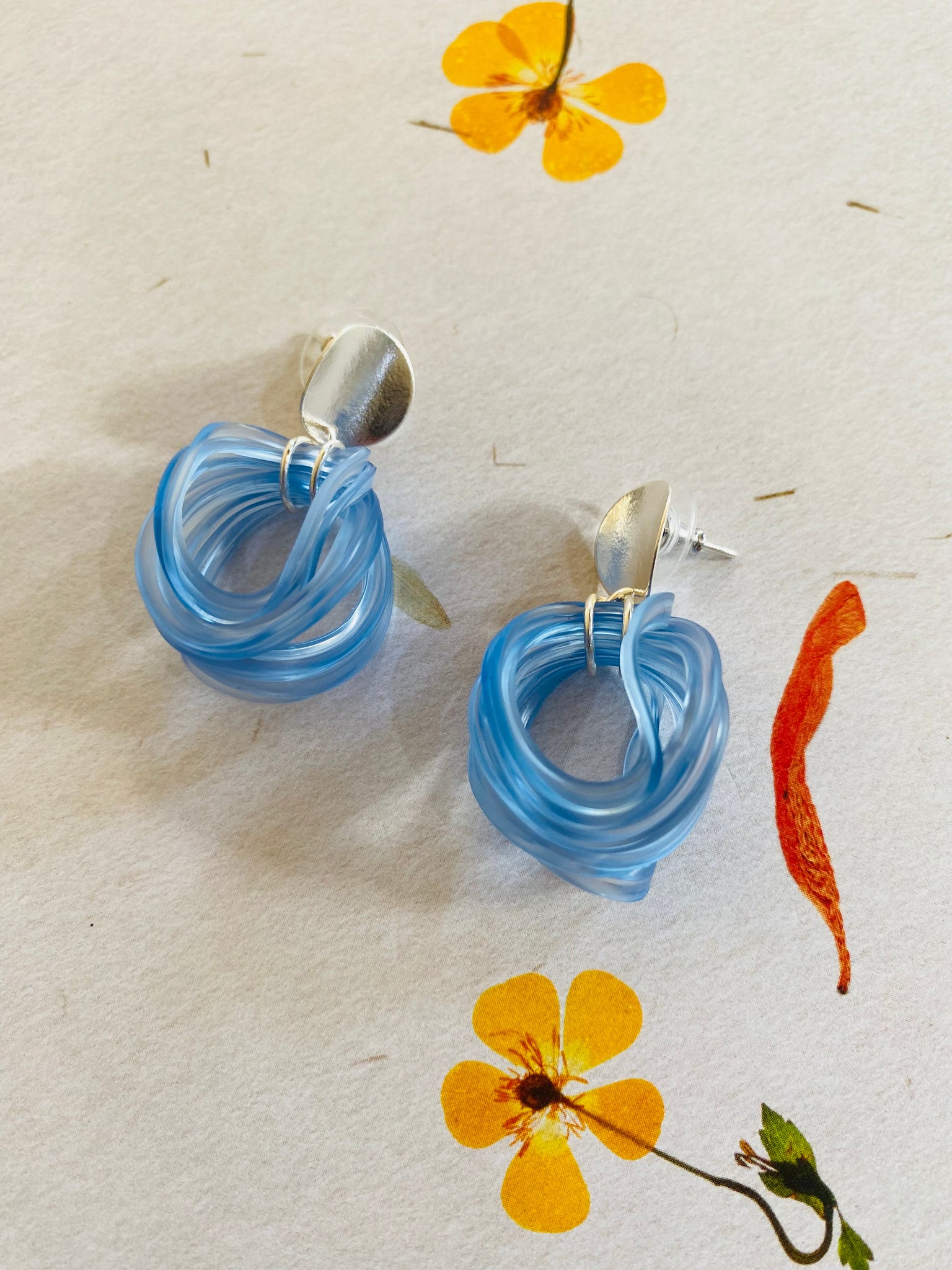 Camellia Earrings Light blue