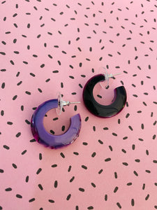 Fiesta small hoops Purple/Black