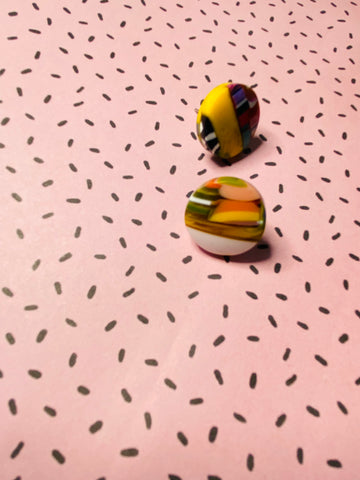 Fiesta multicolour studs Yellow stripes