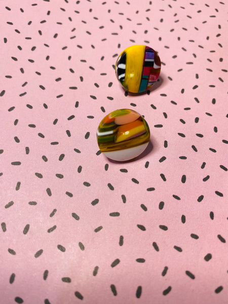 Fiesta multicolour studs Yellow stripes