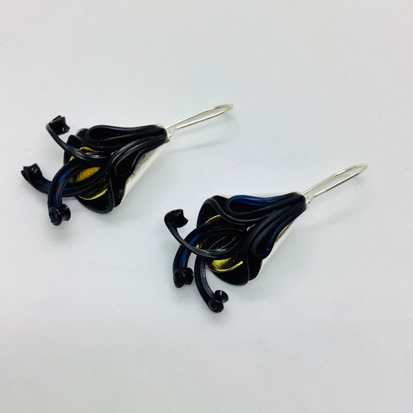 Silver Orchid navy blue earrings