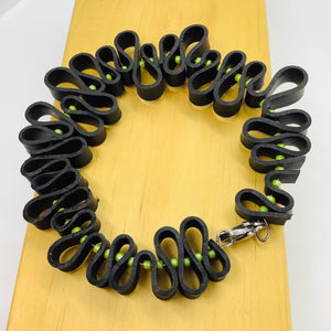 Recycled tube tyre waves bracelet